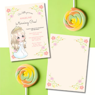 Invitation Robe blanche Princesse Floral Peach Anniversaire