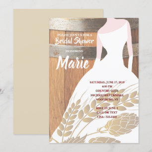 Invitation Robe blanche rustique bric hops keg Fête des marié