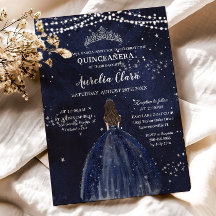 Robe bleue de la Marine étoilée Silver Quinceañera