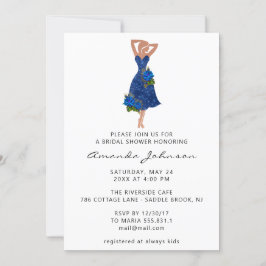 Invitation Robe Bleue Douce 16e Fête des mariées Blanc
