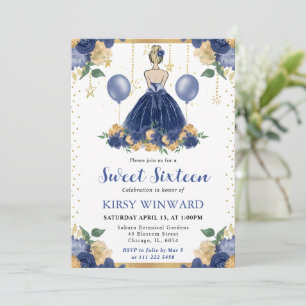 Invitation Robe Bleue Marine Cheveux Blonds Princesse Sweet 1