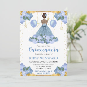 Invitation Robe Bleue Poussiéreuse Demoiselle D'Honneur Quinc