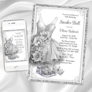 Invitation Robe Bling Basket Ball fête d'anniversaire