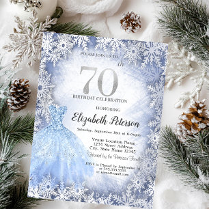 Invitation Robe Blue Snowflakes hiver 70e anniversaire