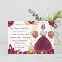 Robe Bourgogne Cheveux Blonds Princesse Quinceaner
