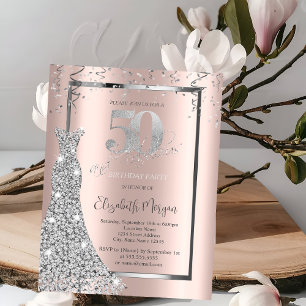 Invitation Robe brillante en argent Rose Gold 50e anniversair
