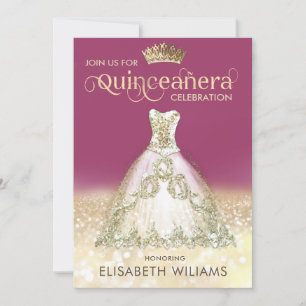Invitation Robe brillante parties scintillant or ombre tiara 