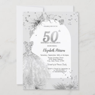 Invitation Robe chic gris d'hiver 50e anniversaire