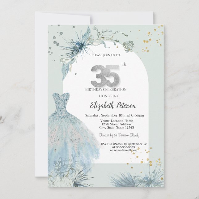 Invitation Robe chic Hiver 35e anniversaire (Devant)