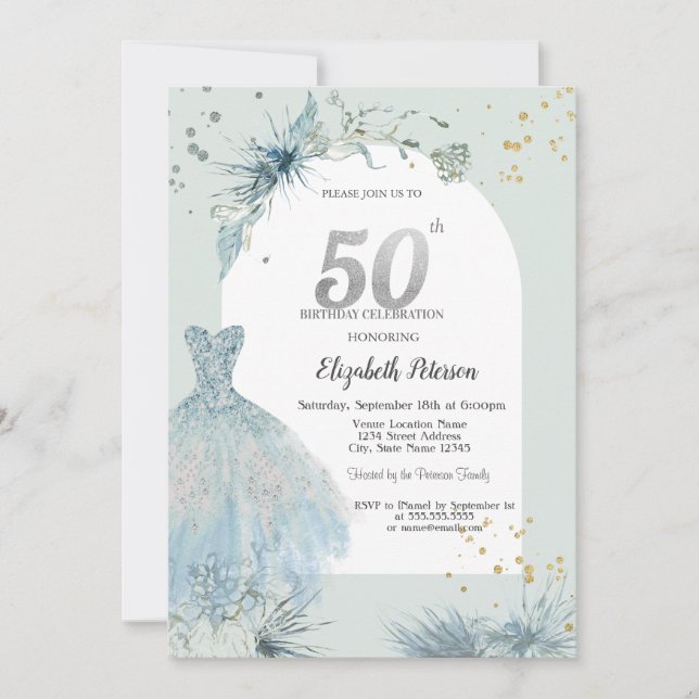 Invitation Robe chic Hiver 50e anniversaire (Devant)