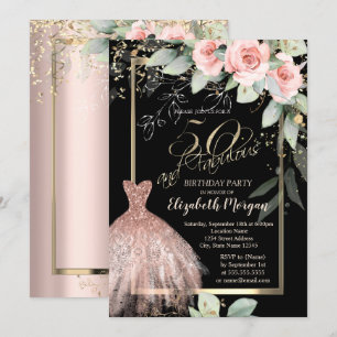Invitation Robe, Confetti Rose Rose Gold 50e Anniversaire