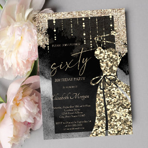 Invitation Robe cool de Séquins d'or 60e anniversaire