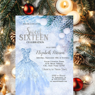 Invitation Robe d'argent Hiver Wonderland Sweet 16 Party