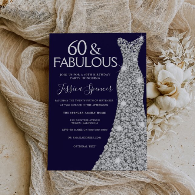 Invitation Robe d'argent Marine 60 & Fabuleux 60e anniversair (Créateur téléchargé)