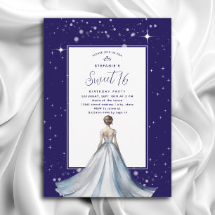 Invitation Robe de bal en argent douce 16 ans robe de soirée