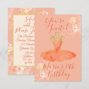 Invitation Robe de ballerine en or rose pêche Parfum floral