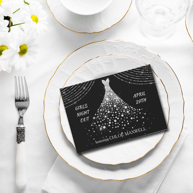 Invitation Robe de bijoux en argent Bachelorette Fête Invitat (Créateur téléchargé)