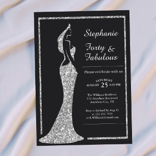 Invitation Robe de cocktail moderne en argent pour les 40 ans