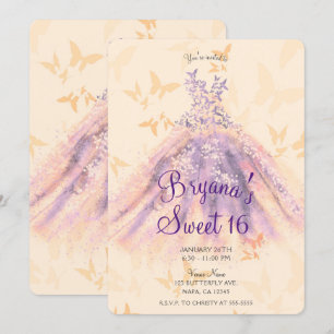 Invitation Robe de danse papillon orange violet pour fête Swe