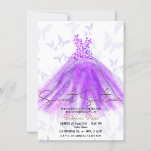 Invitation Robe de danse papillon rose et violet pour fête Sw