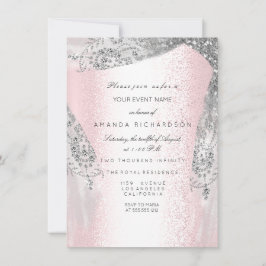 Invitation Robe de diamant gris argent pour 16 ans de mariage