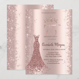 Invitation Robe de diamant Rose or Parties scintillant poussi