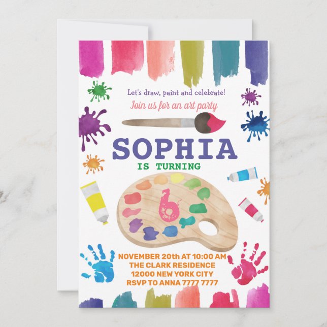 Invitation Robe De Fête D'Art Pour Une Peinture De Mess Anniv (Devant)