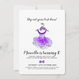 Invitation Robe de fête violette filles 10e anniversaire fête