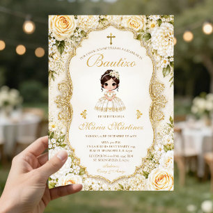 Invitation Robe de fille mexicaine espagnole Fiesta or Bautiz