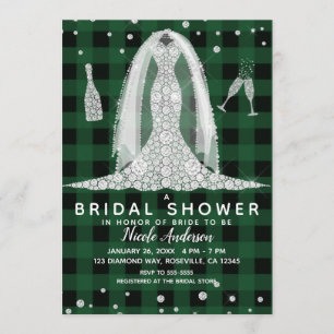 Invitation Robe de mariage à carreaux de Buffalo diamantée Sh