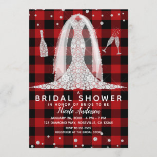 Invitation Robe de mariage à carreaux de Buffalo diamantée Sh