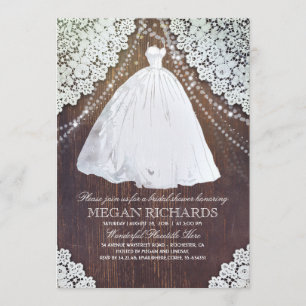 Invitation Robe de mariage rustique de la dentelle   en bois