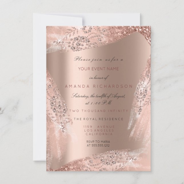 Invitation Robe de mariée 16e douce Rose Gold Diamond Spark (Devant)