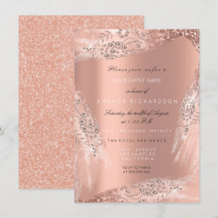 Invitation Robe de mariée 16e douce Rose pêche paillettes de 