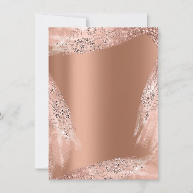 Invitation Robe de mariée 16ème douce Rose cuivre Diamant éti (Devant)
