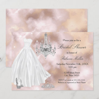 Invitation Robe de mariée Beige Marbre Blanc pour la Fête de 