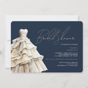 Invitation Robe de mariée beige moderne de la marine Cadeau d