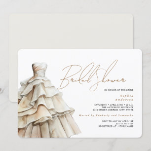 Invitation Robe de mariée blanche moderne beige douche de mar