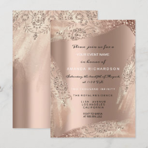 Invitation Robe de mariée diamantée rose gold étincelante pou
