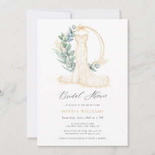 Invitation Robe de mariée élégante en verdure dorée pour la d