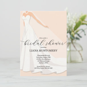 Invitation Robe de Mariée Élégante Fête de Mariage en Rose