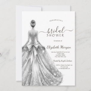 Invitation Robe de mariée en argent Fête des mariées de Parti