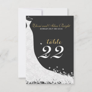 Invitation Robe de mariée en dentelle blanche élégante Table