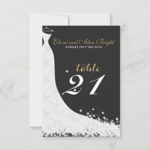 Invitation Robe de mariée en dentelle blanche élégante Table