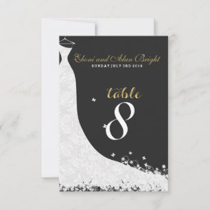 Invitation Robe de mariée en dentelle blanche élégante Table