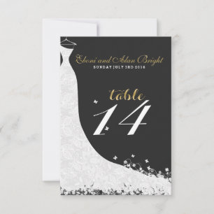 Invitation Robe de mariée en dentelle blanche élégante Table