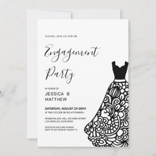 Invitation Robe de mariée en dentelle noire Engagement