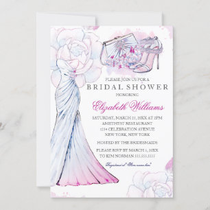 Invitation Robe de mariée florale en cristal rose pour la fêt