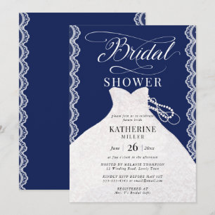 Invitation Robe de mariée Lace Pearls Marine Fête des mariées