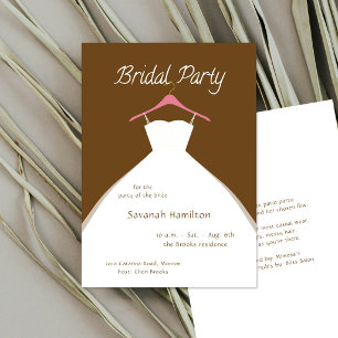 Invitation Robe de mariée marron suspendue pour la fête de ma